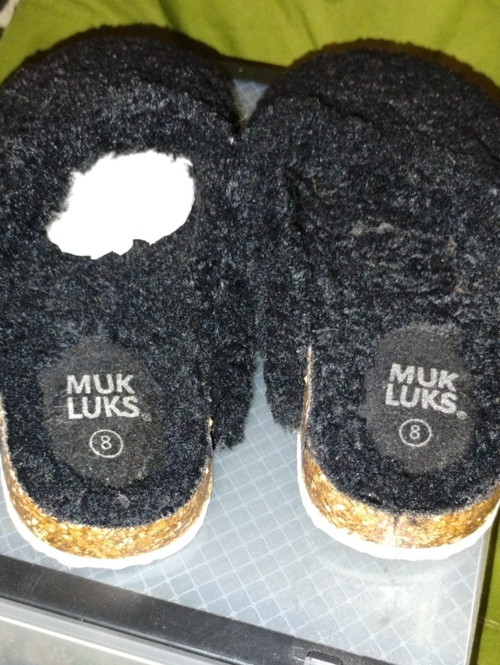 Muk Luks Women Black Fuzzy Slip-On Clogs